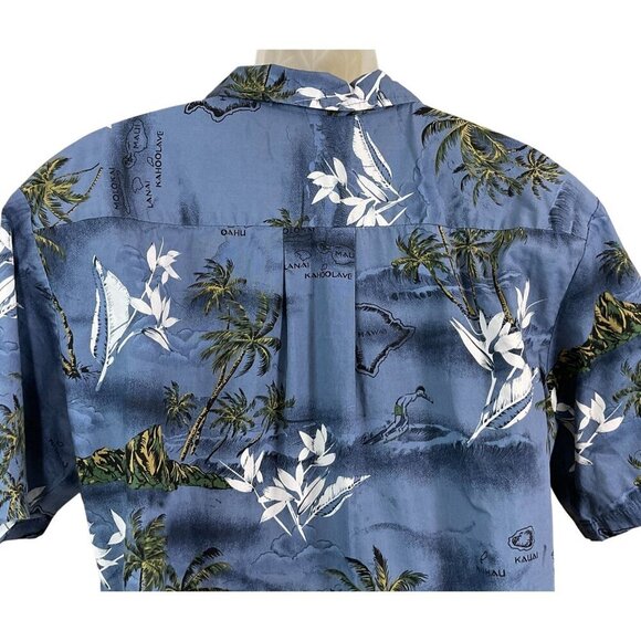 Palmwave Hawaii Mens Hawaiian Shirt Blue Tropical Print Size L - Picture 3 of 5